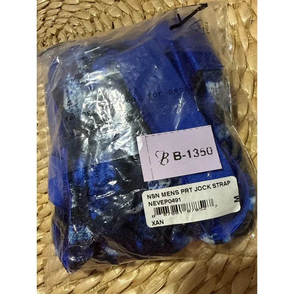 Cosabella Never Say Never Jock Strap Men's Lace Underwear Blue Print M New